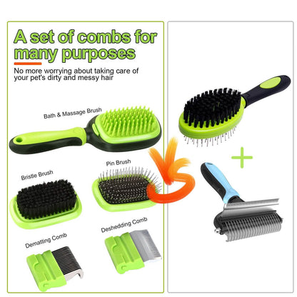 5-in-1 Pet Brush Set Pet Grooming Shedding Massage Combs DailySale