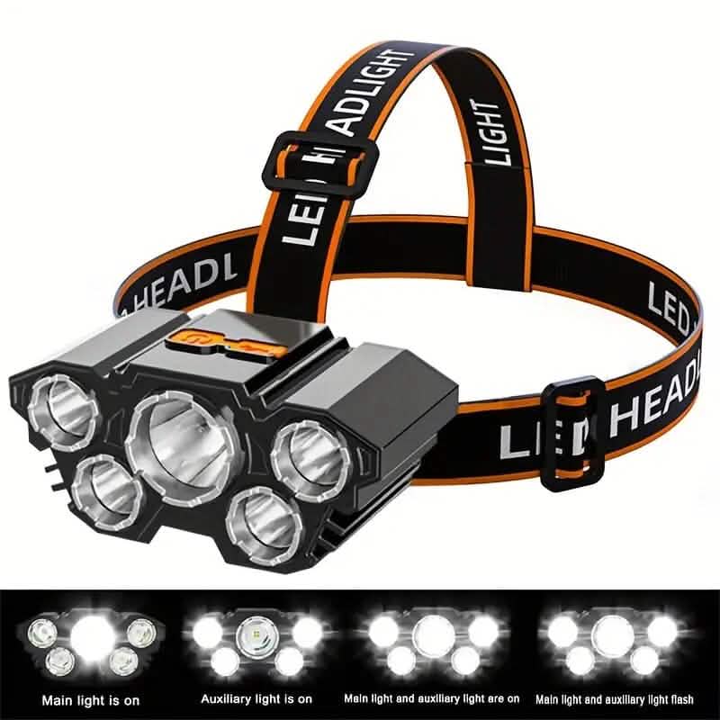 5 LED Headlamp High Lumens Super Bright Outdoor Headlight DailySale