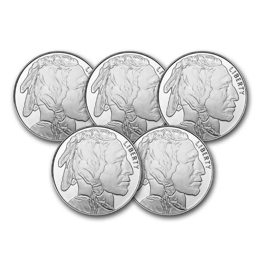 5-Pack: 1 Oz Silver Round - Buffalo DailySale