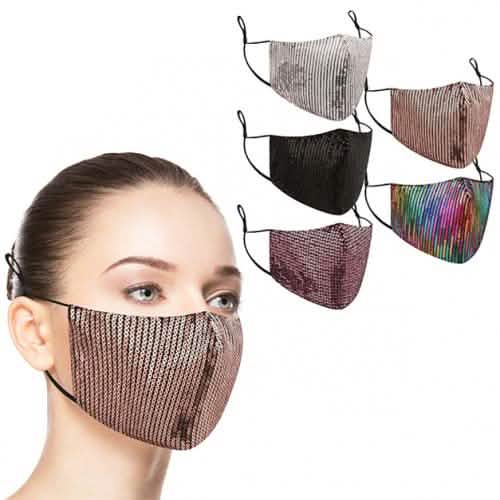 5-Pack: Bling Sequin Face Masks with Adjustable Ear Loops DailySale