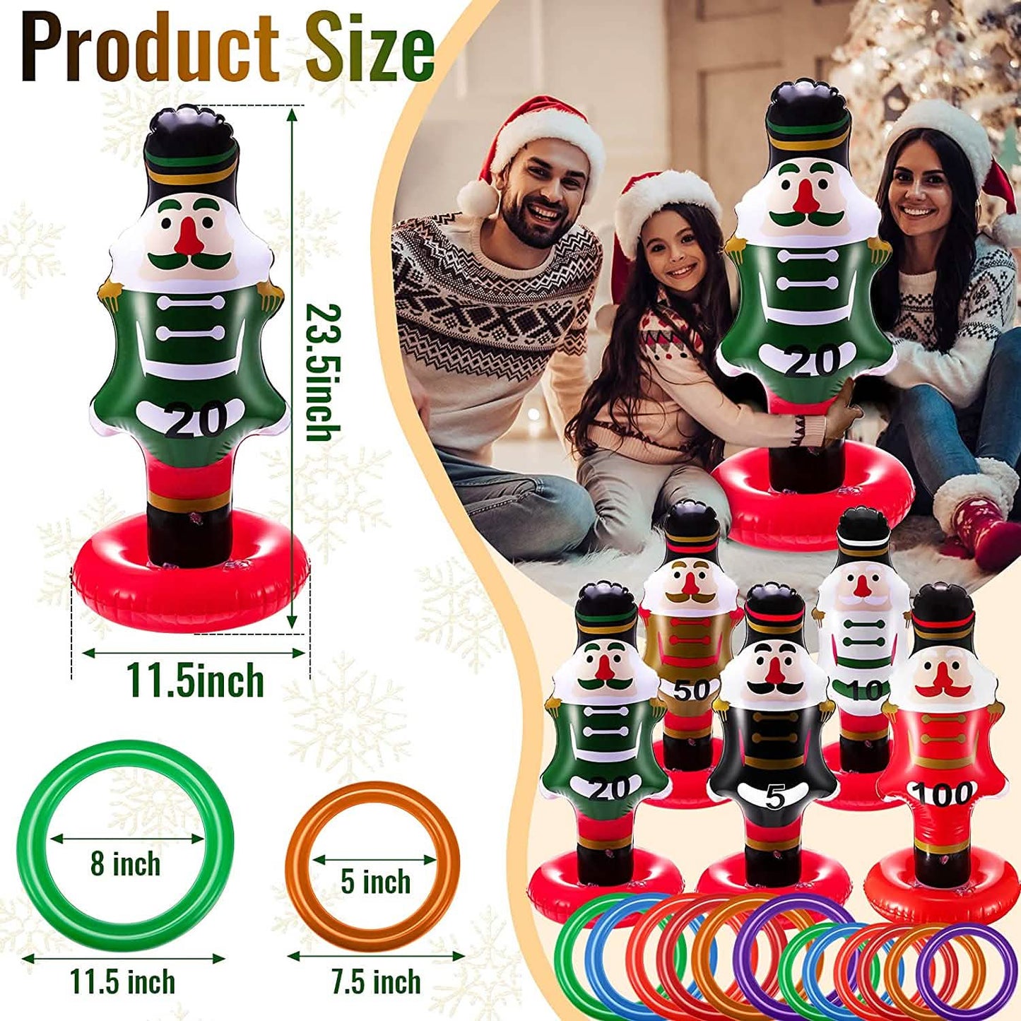 5-Pack: Christmas Nutcrackers Ring Toss Christmas Party Games Toys DailySale