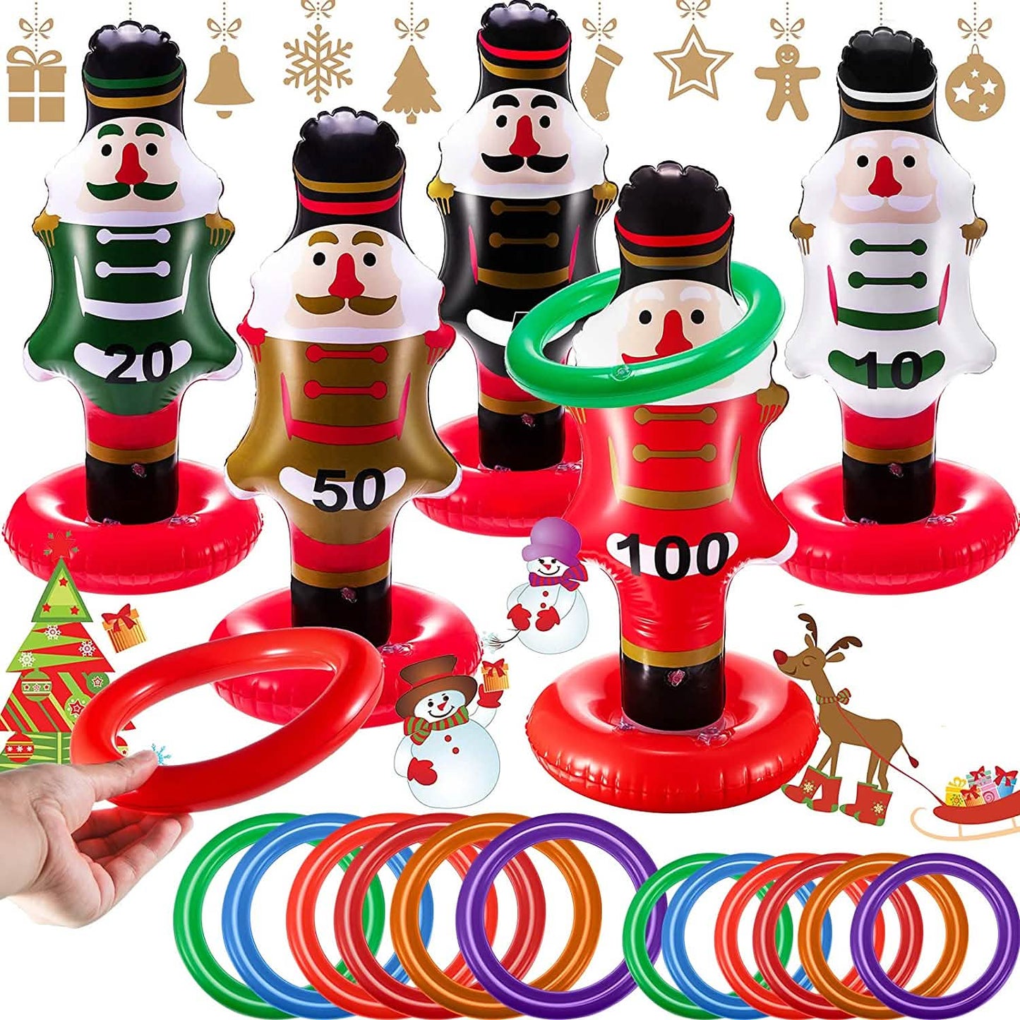 5-Pack: Christmas Nutcrackers Ring Toss Christmas Party Games Toys DailySale