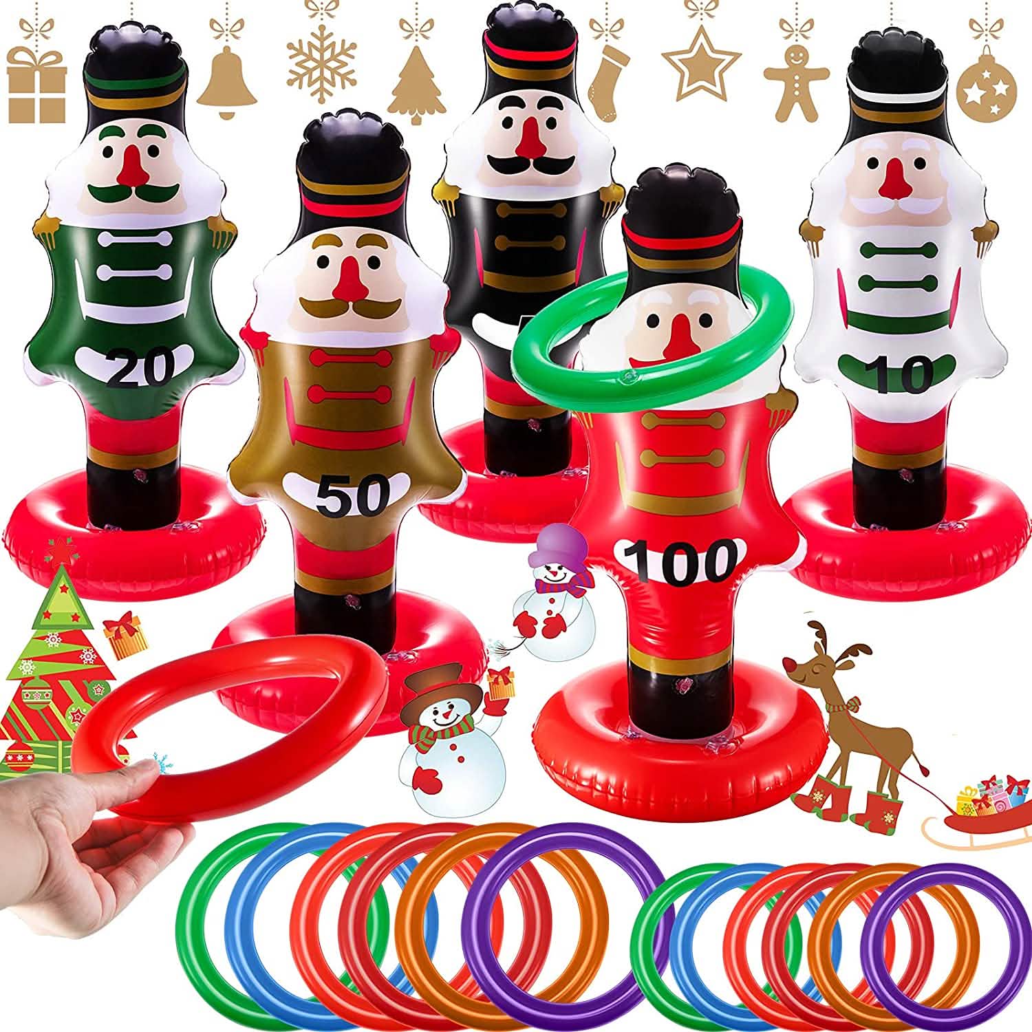 5-Pack: Christmas Nutcrackers Ring Toss Christmas Party Games Toys DailySale