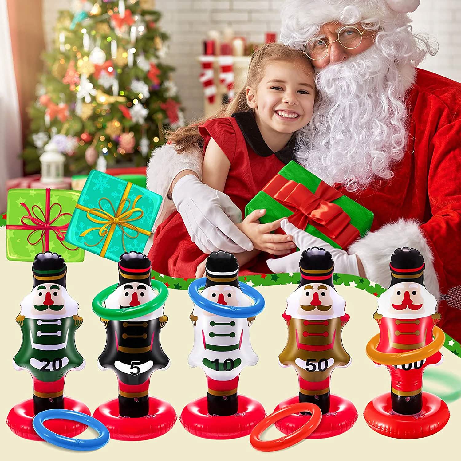 5-Pack: Christmas Nutcrackers Ring Toss Christmas Party Games Toys DailySale