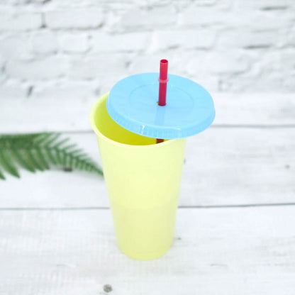 5-Pack: Colorful Drinking Cup with Lid and Straw DailySale