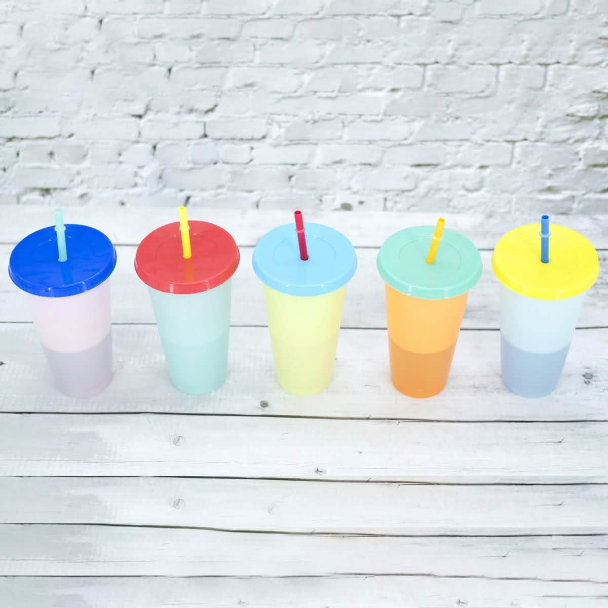 5-Pack: Colorful Drinking Cup with Lid and Straw DailySale