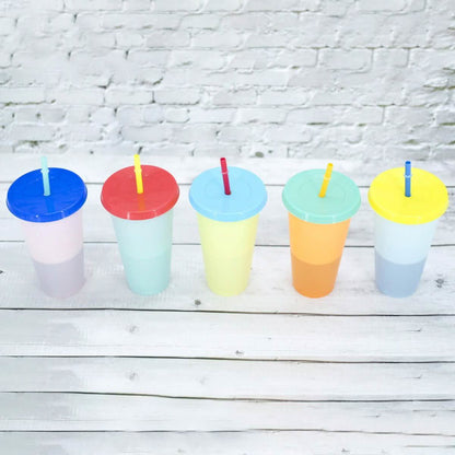 5-Pack: Colorful Drinking Cup with Lid and Straw DailySale