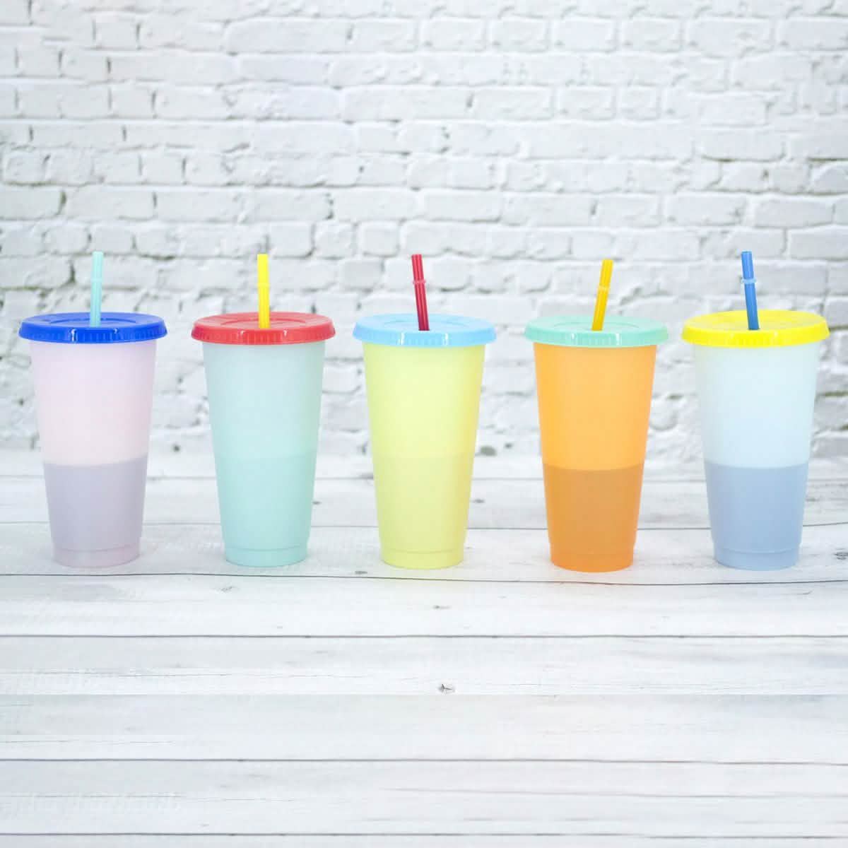 5-Pack: Colorful Drinking Cup with Lid and Straw DailySale