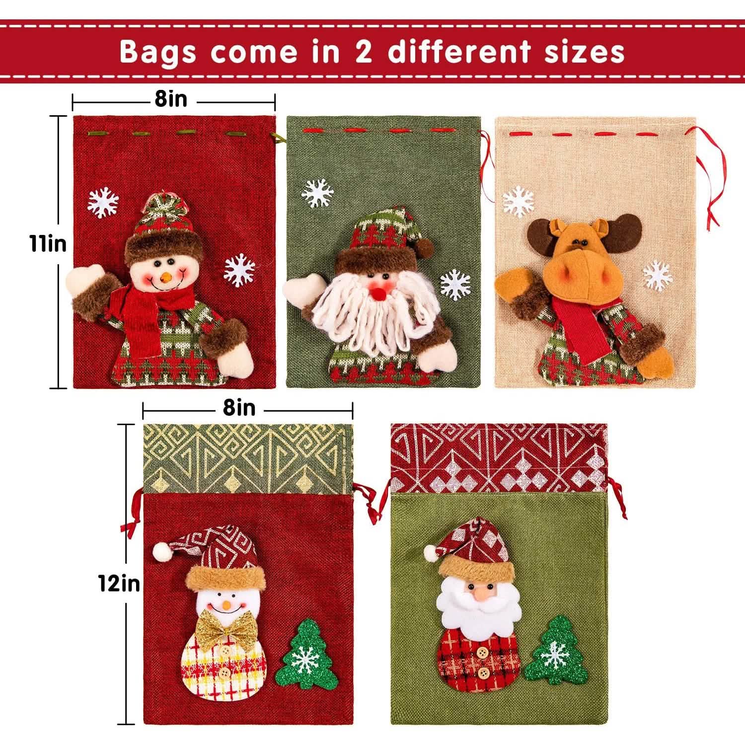5-Pack: Drawstring Christmas Bags DailySale