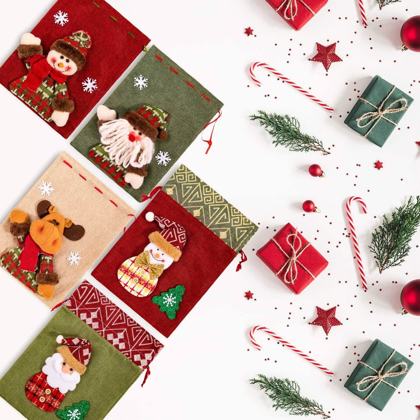 5-Pack: Drawstring Christmas Bags DailySale