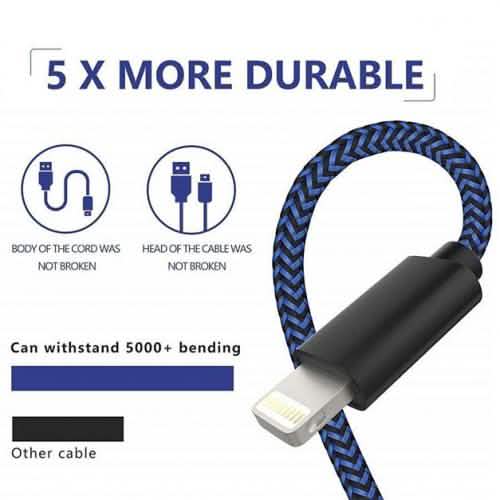 5-Pack: Heavy Duty Braided iPhone Lightning USB Cable Charger Cords DailySale