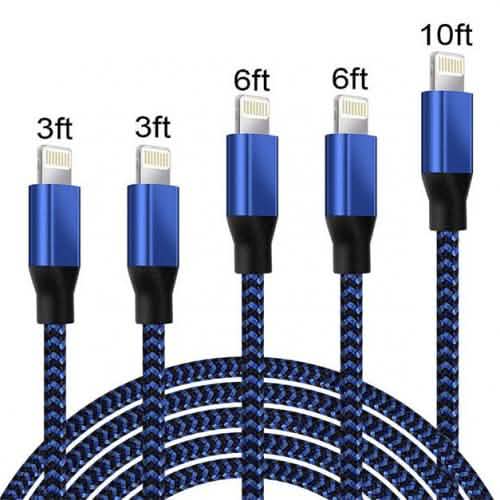 5-Pack: Heavy Duty Braided iPhone Lightning USB Cable Charger Cords DailySale