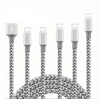 5-Pack: Heavy Duty Braided iPhone Lightning USB Cable Charger Cords DailySale