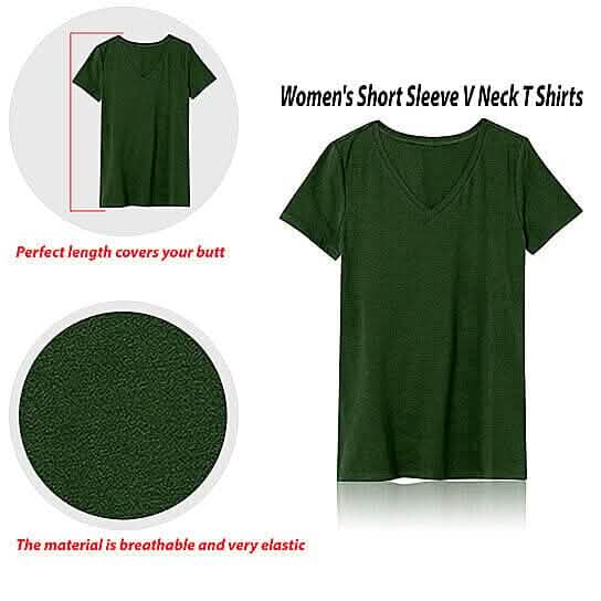 5-Pack: Ladies Ultra Soft Cotton Blend Basic V-Neck Short Sleeve Shirts DailySale
