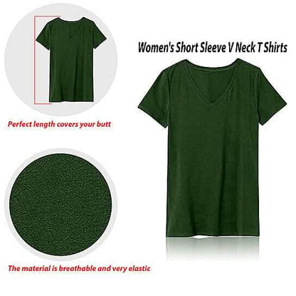 5-Pack: Ladies Ultra Soft Cotton Blend Basic V-Neck Short Sleeve Shirts DailySale