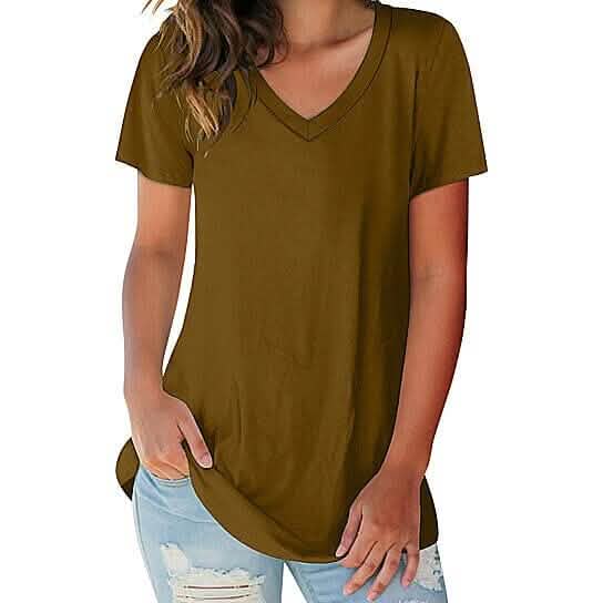 5-Pack: Ladies Ultra Soft Cotton Blend Basic V-Neck Short Sleeve Shirts DailySale