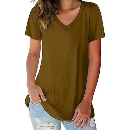 5-Pack: Ladies Ultra Soft Cotton Blend Basic V-Neck Short Sleeve Shirts DailySale