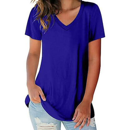 5-Pack: Ladies Ultra Soft Cotton Blend Basic V-Neck Short Sleeve Shirts DailySale