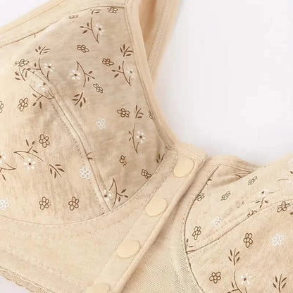 5-Pack: Large Size Soft Women's Printed Front Buckle Underwear, No Steel Ring Bra for Middle-aged and Elderly Women DailySale