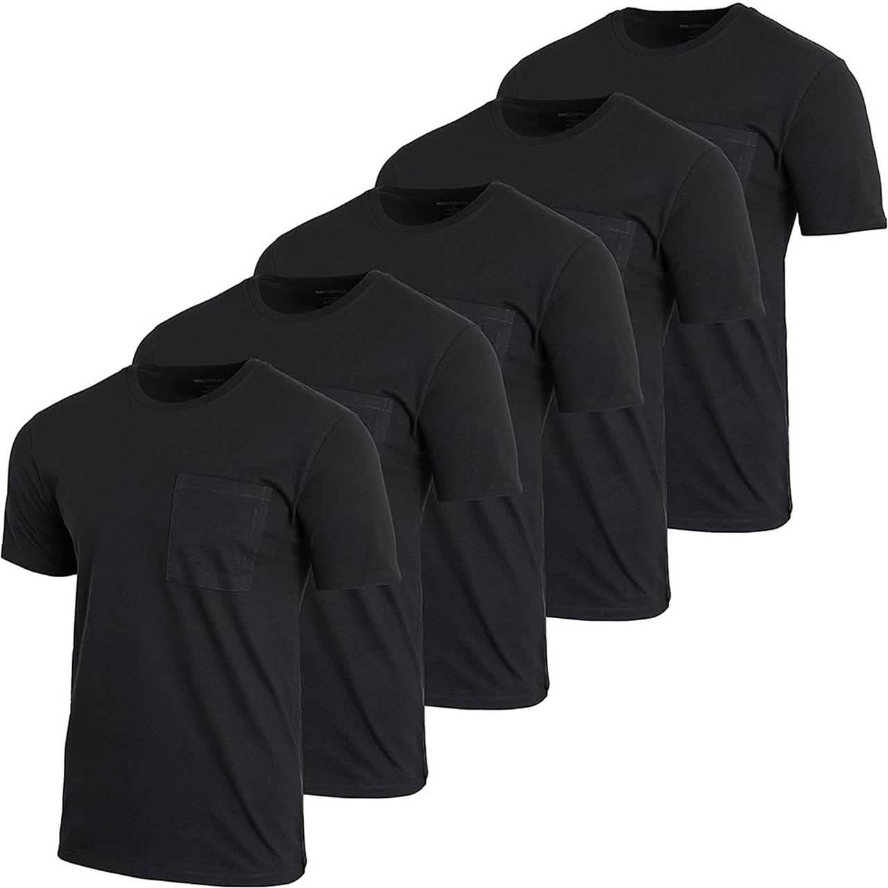 5-Pack: Men's Cotton Crew Neck Pocket T-Shirts DailySale