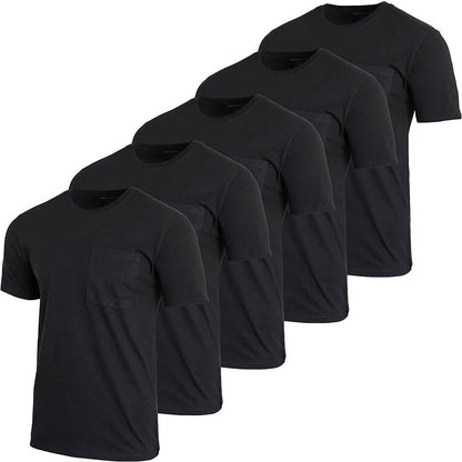 5-Pack: Men's Cotton Crew Neck Pocket T-Shirts DailySale