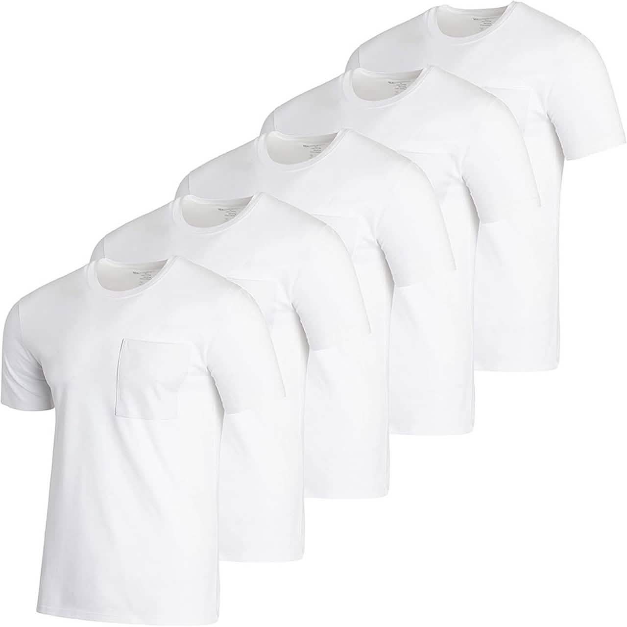 5-Pack: Men's Cotton Crew Neck Pocket T-Shirts DailySale