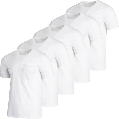 5-Pack: Men's Cotton Crew Neck Pocket T-Shirts DailySale