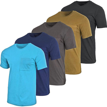 5-Pack: Men's Cotton Crew Neck Pocket T-Shirts DailySale