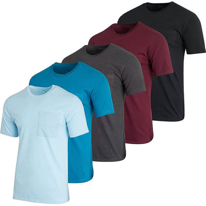 5-Pack: Men's Cotton Crew Neck Pocket T-Shirts DailySale