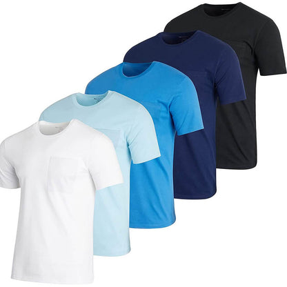 5-Pack: Men's Cotton Crew Neck Pocket T-Shirts DailySale