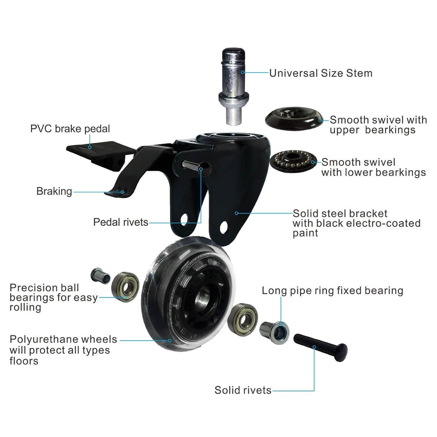 5-Pack: Replacement Office Chair Casters DailySale