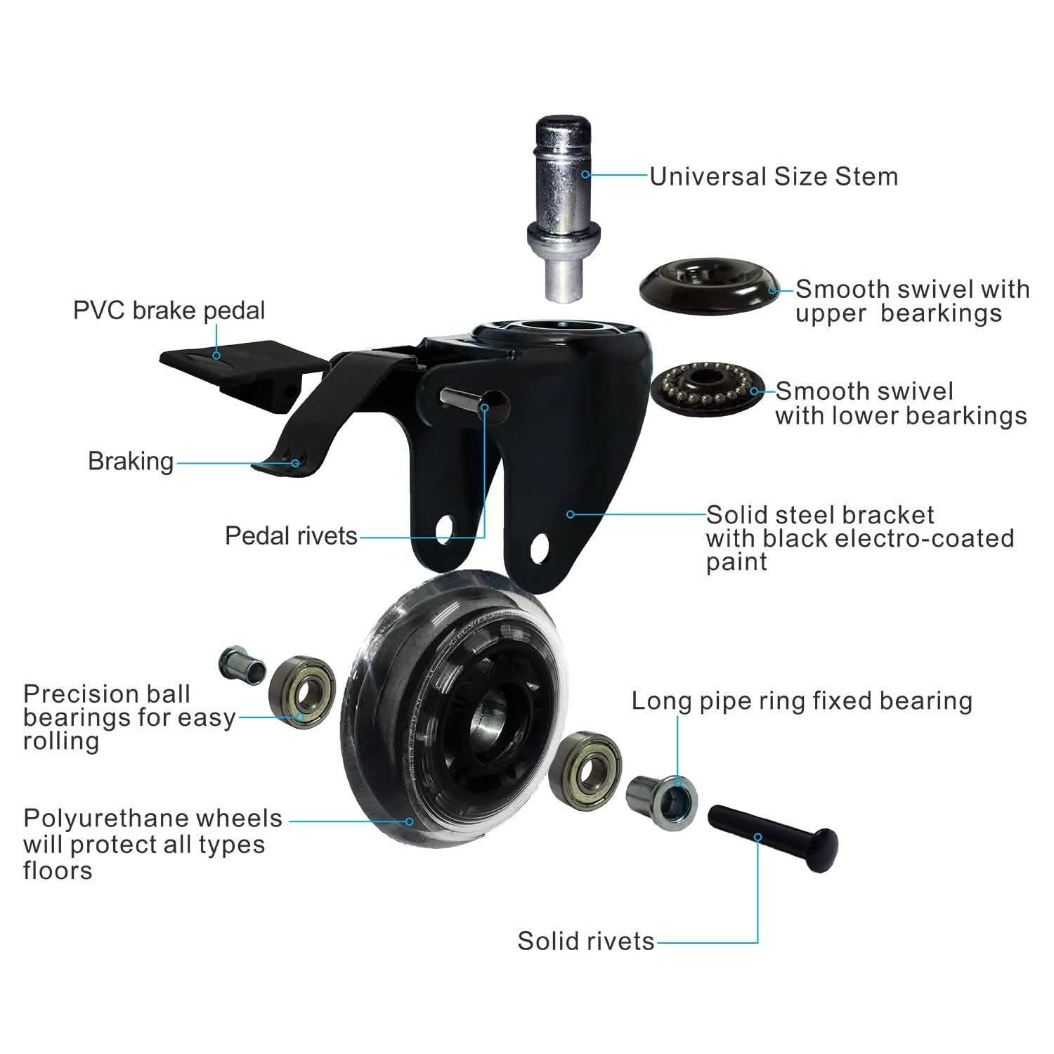 5-Pack: Replacement Office Chair Casters DailySale