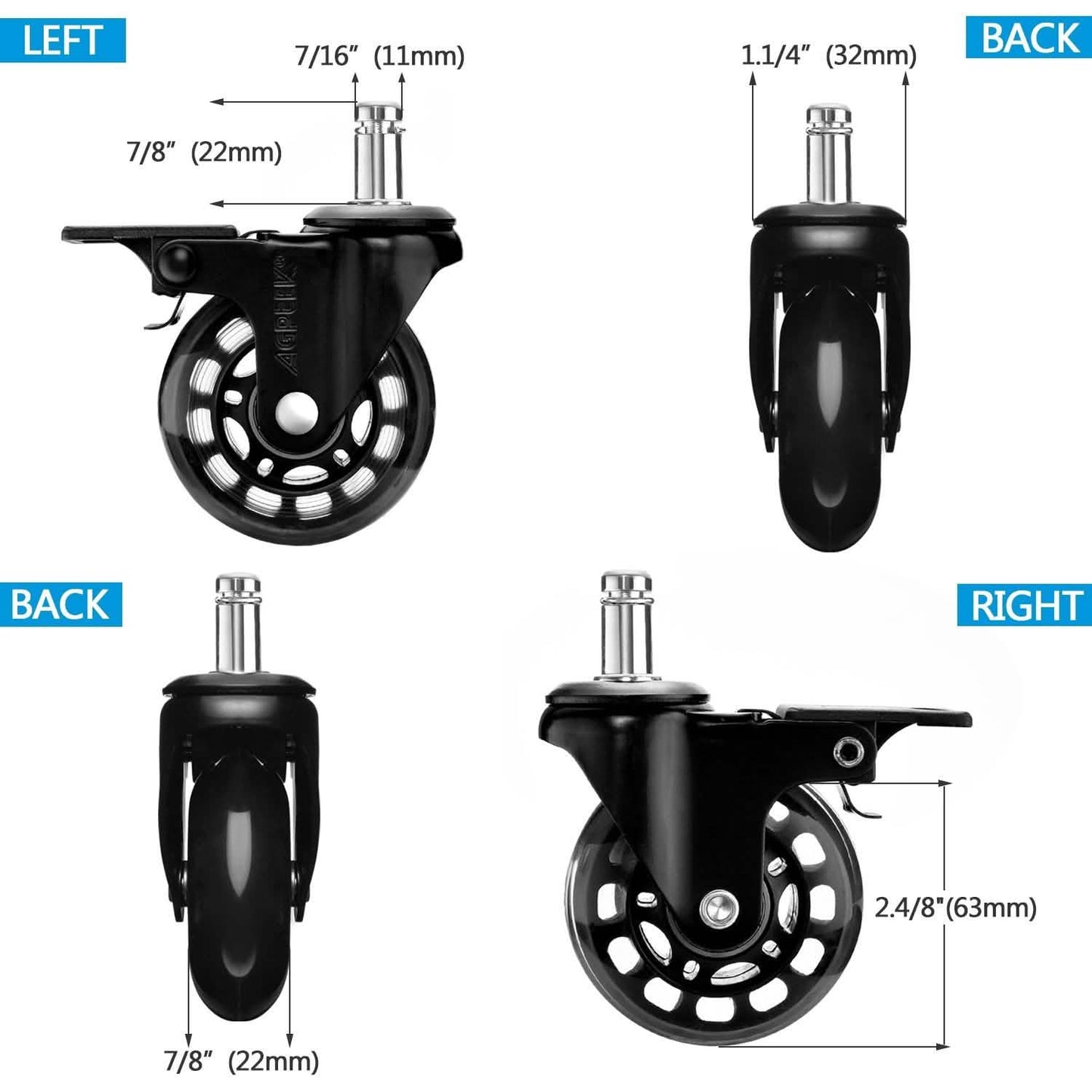5-Pack: Replacement Office Chair Casters DailySale