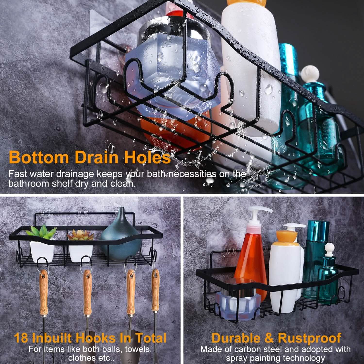 5-Pack: Shower Caddy Shelves with 18 Inbuilt Hooks DailySale