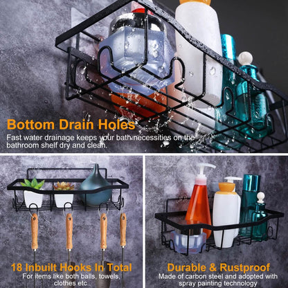 5-Pack: Shower Caddy Shelves with 18 Inbuilt Hooks DailySale