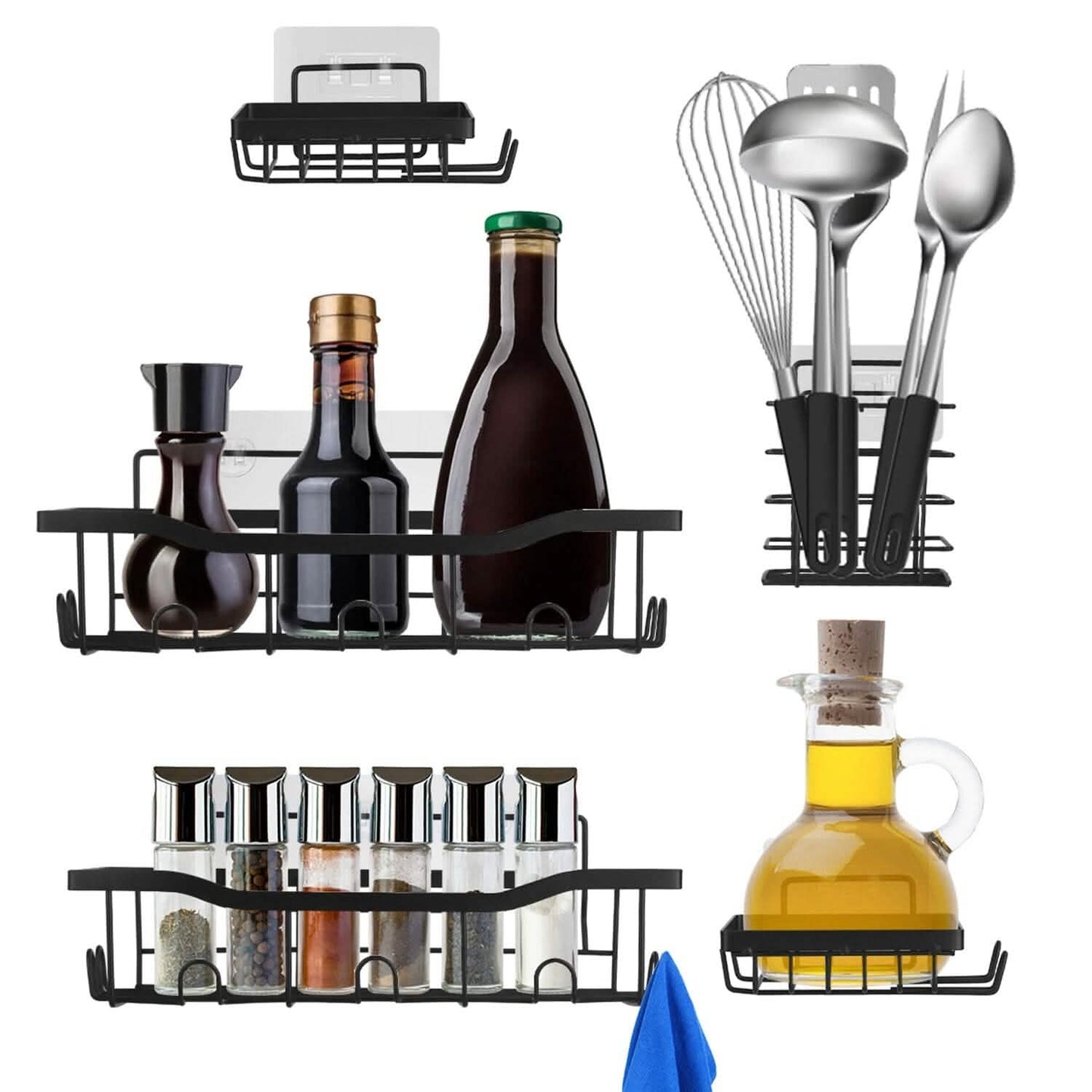 5-Pack: Shower Caddy Shelves with 18 Inbuilt Hooks DailySale