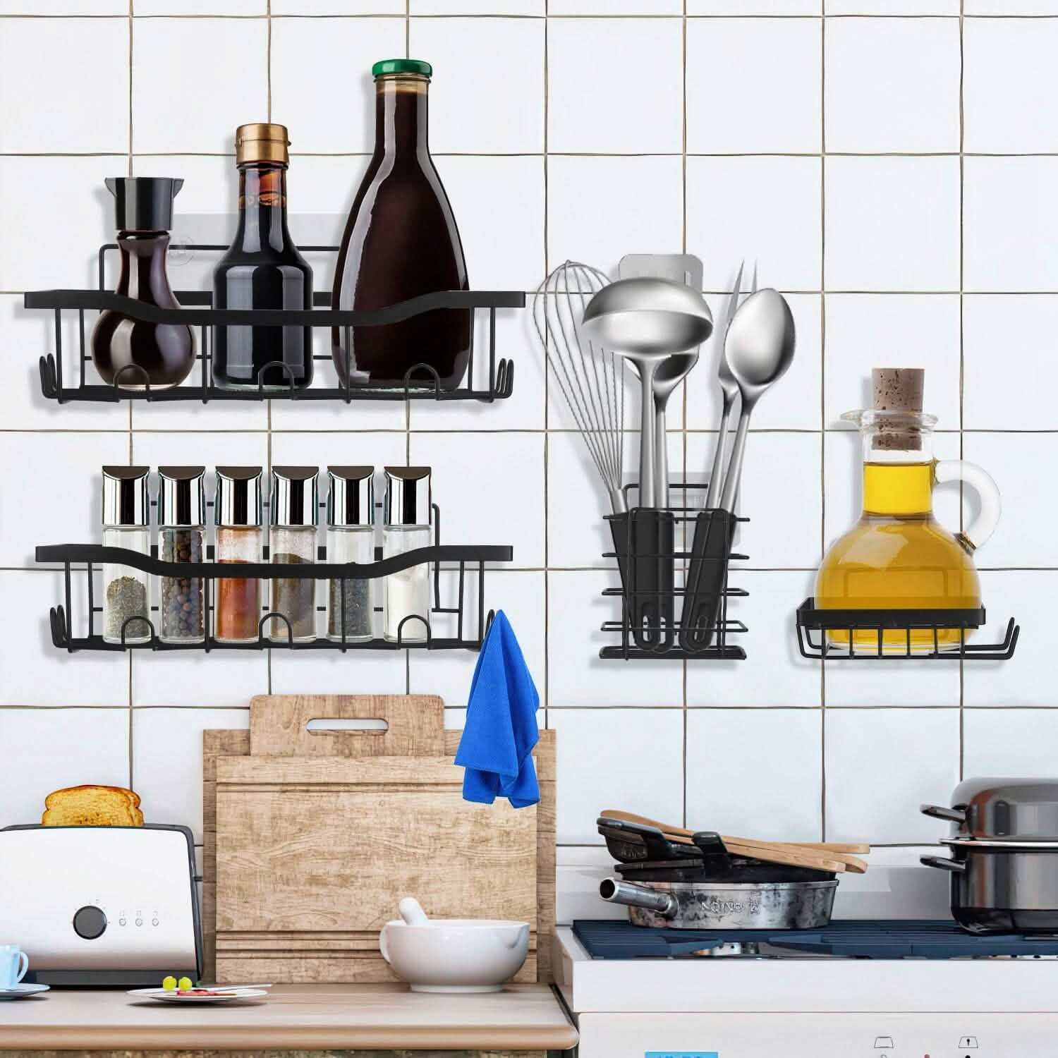5-Pack: Shower Caddy Shelves with 18 Inbuilt Hooks DailySale