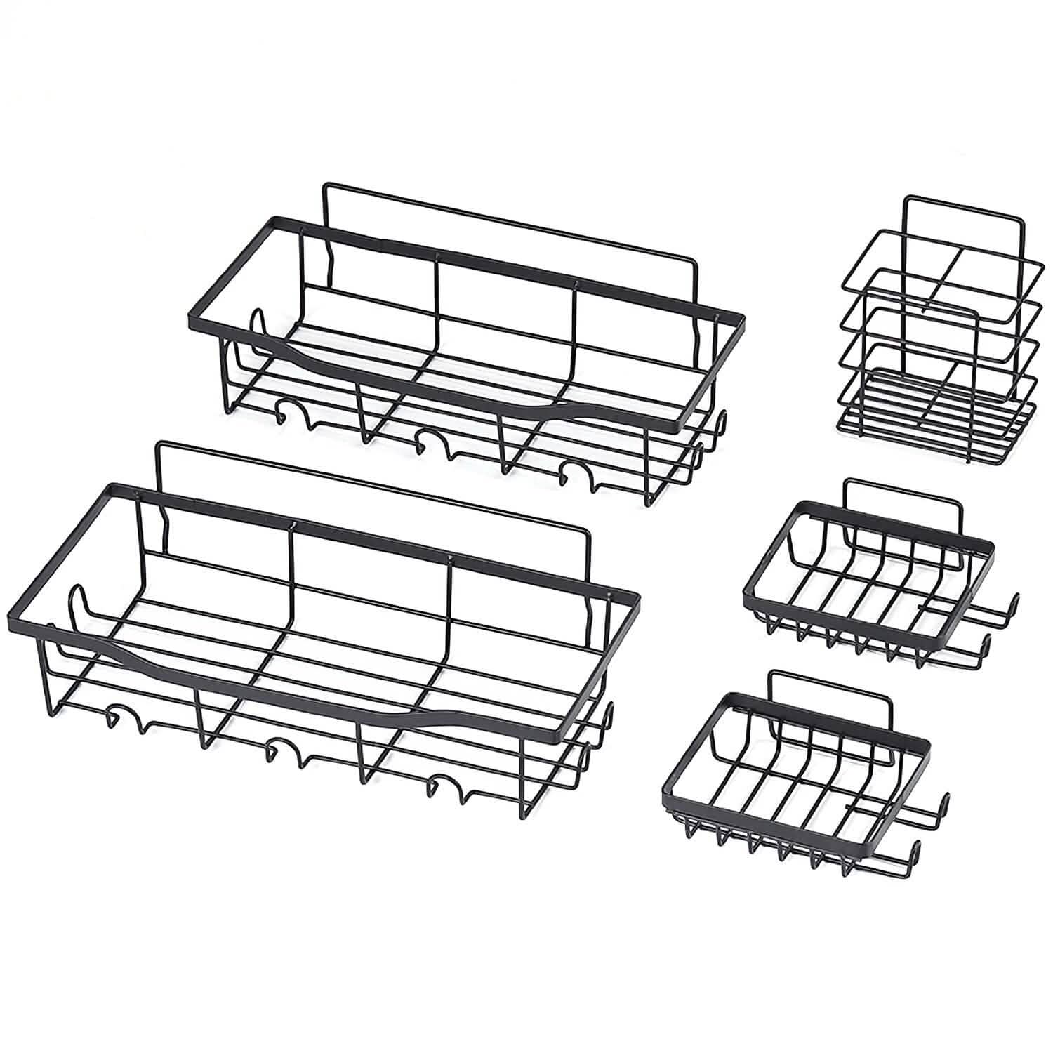 5-Pack: Shower Caddy Shelves with 18 Inbuilt Hooks DailySale