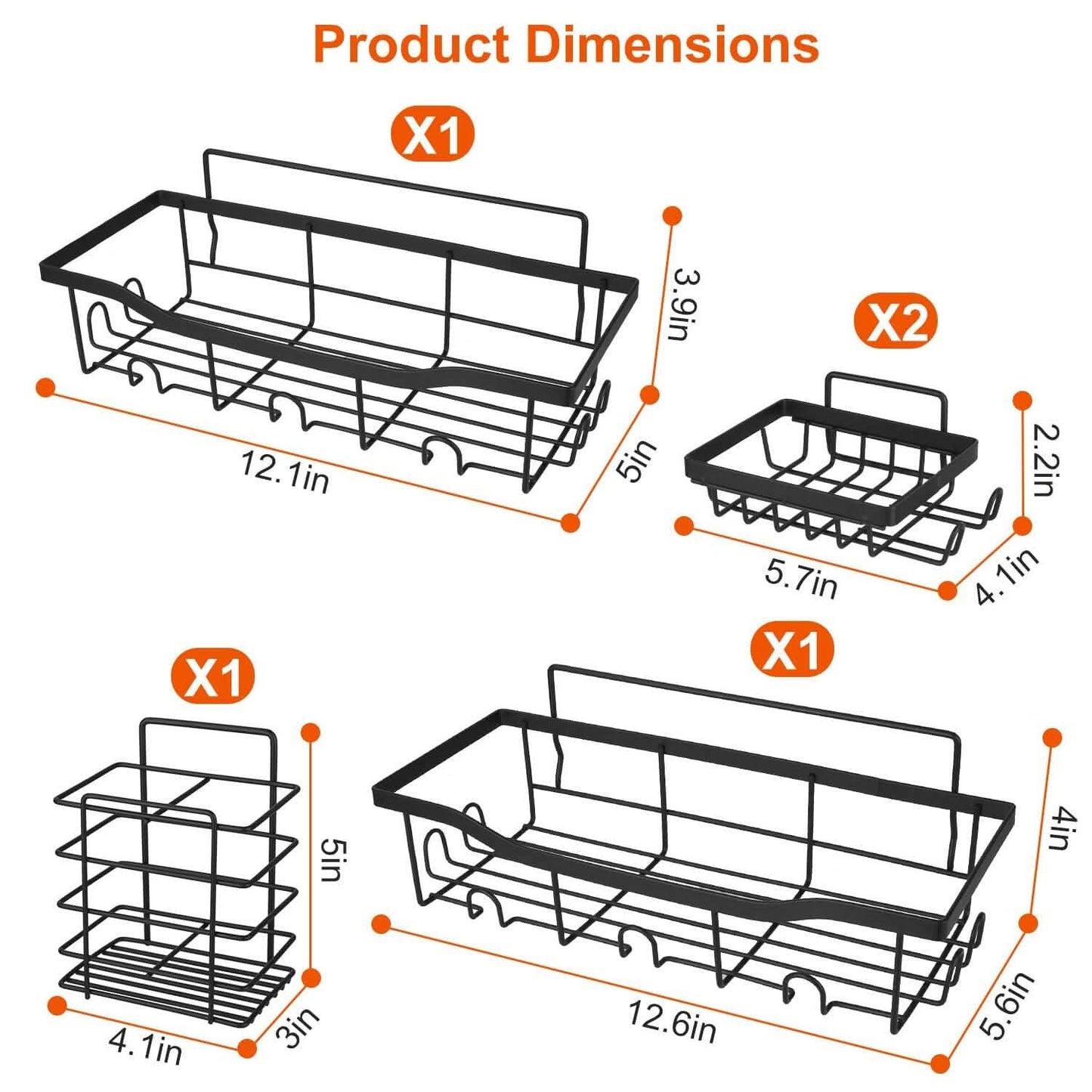 5-Pack: Shower Caddy Shelves with 18 Inbuilt Hooks DailySale