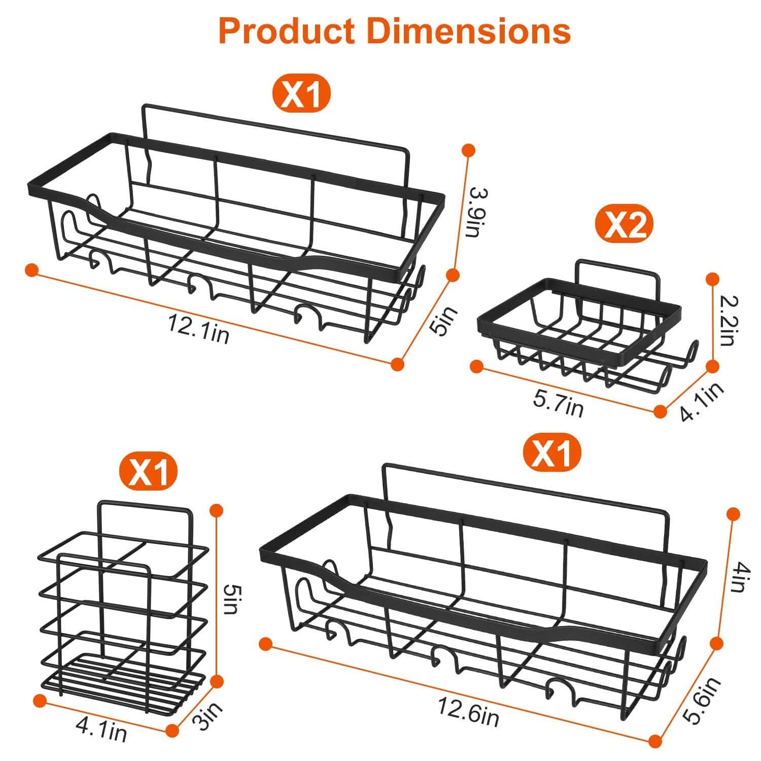 5-Pack: Shower Caddy Shelves with 18 Inbuilt Hooks DailySale