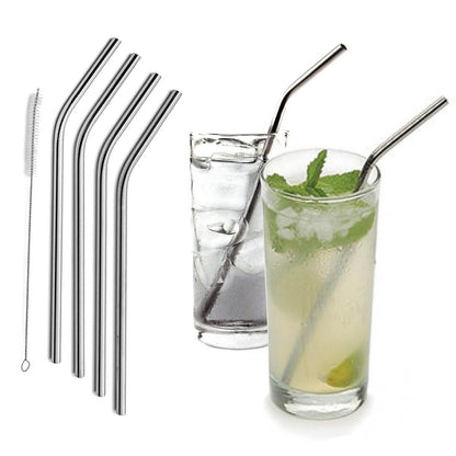 5-Pack: Stainless Steel Bend Or Straight Drinking Straws DailySale