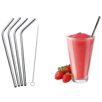 5-Pack: Stainless Steel Bend Or Straight Drinking Straws DailySale