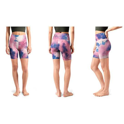 5-Pack: Women's High Waisted Tie Dye Athletic Biker Shorts DailySale
