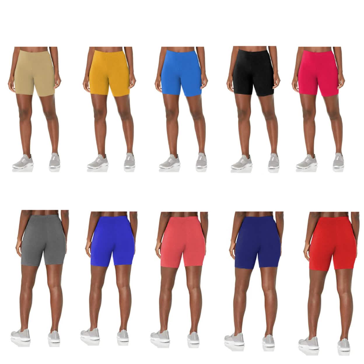 5-Pack: Women's Solid Slim Fit Comfy Stretchy Elastic Waistband Biker Shorts DailySale