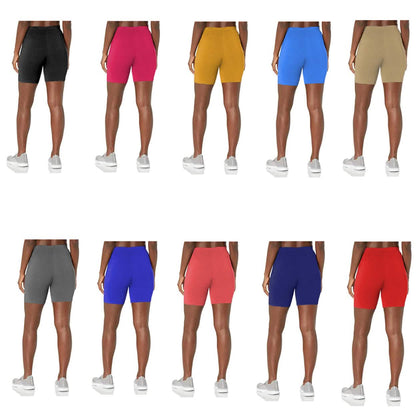 5-Pack: Women's Solid Slim Fit Comfy Stretchy Elastic Waistband Biker Shorts DailySale