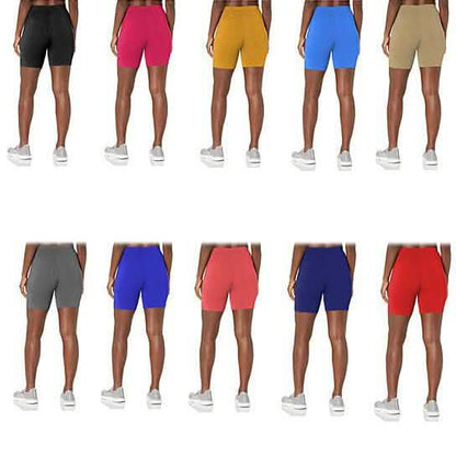 5-Pack: Women's Solid Slim Fit Comfy Stretchy Elastic Waistband Biker Shorts DailySale