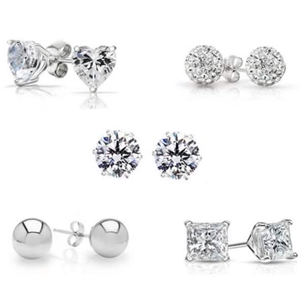 5-Pair Set: Sterling Silver Crystal Stud Set Made with Swarovski Elements DailySale