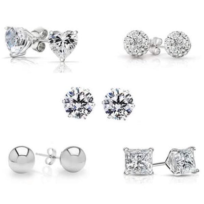5-Pair Set: Sterling Silver Crystal Stud Set Made with Swarovski Elements DailySale