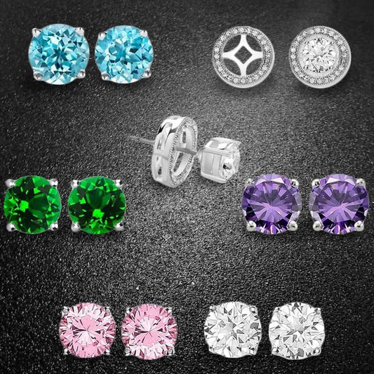 5-Pair: Swarovski Crystal Interchangeable Halo Stud Earrings DailySale