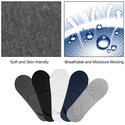 5-Pairs: Breathable No Show Boat Socks Non-Slip DailySale